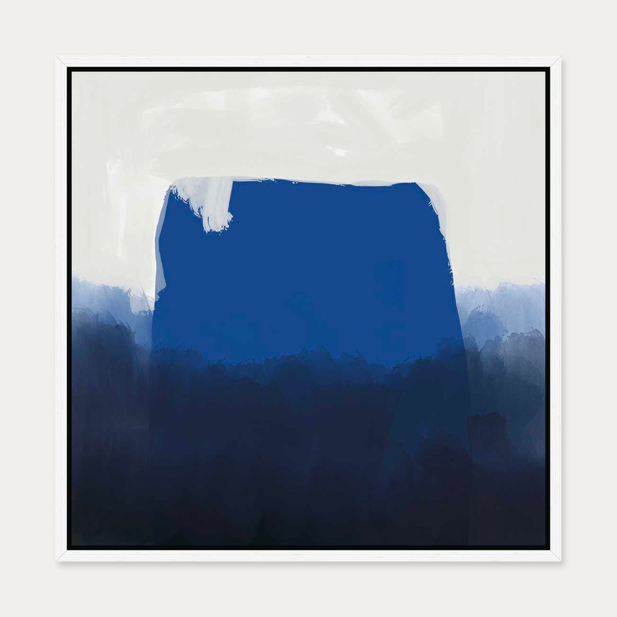 Blue Brush Strokes Canvas Art — 50 x 50 cm — White Frame