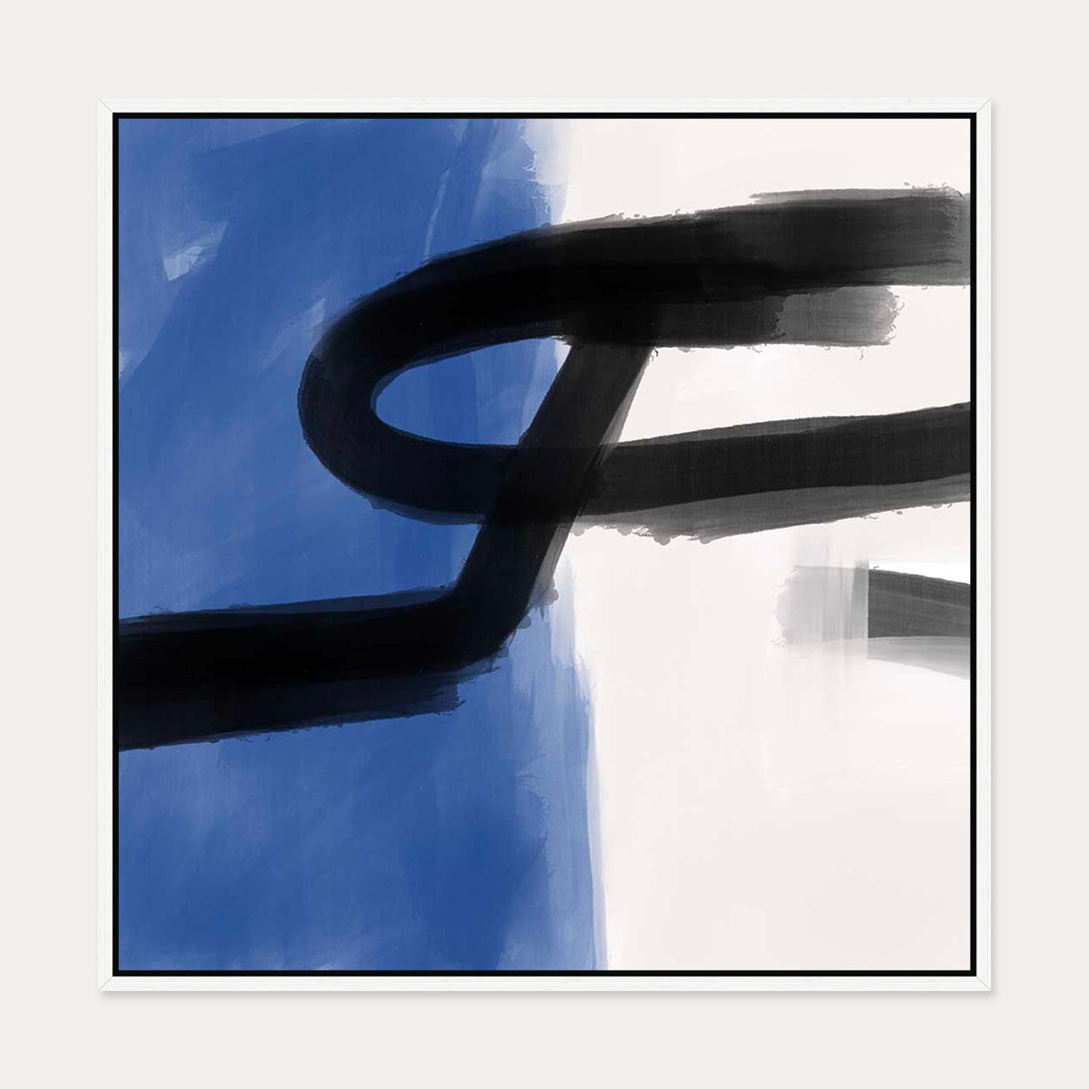 Blue Crossroads Canvas Art — 70 x 70 cm — White Frame