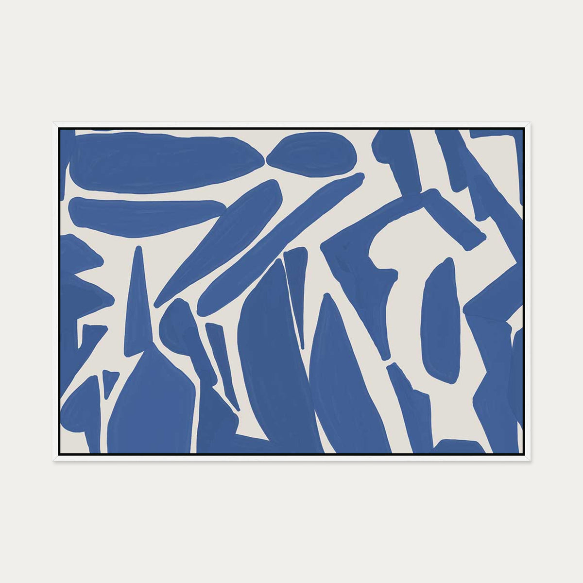 Blue Fragments Canvas Art — 70 x 100 cm — White Frame