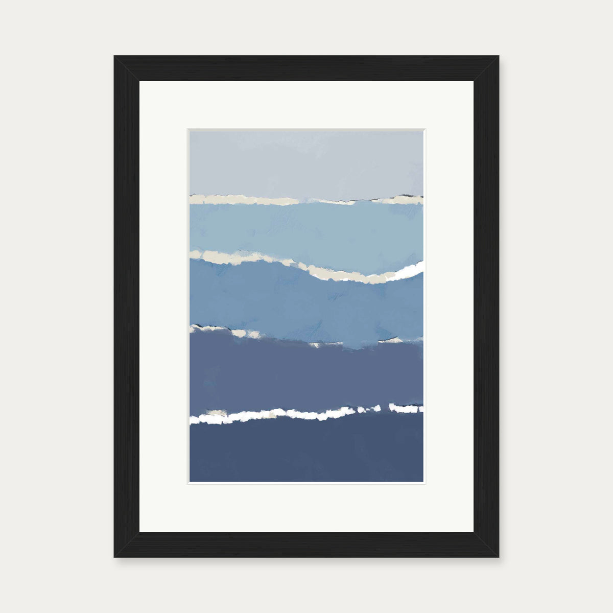 Blue Gradient Abstract Shapes Art Print — 30 x 40 cm — Black Frame