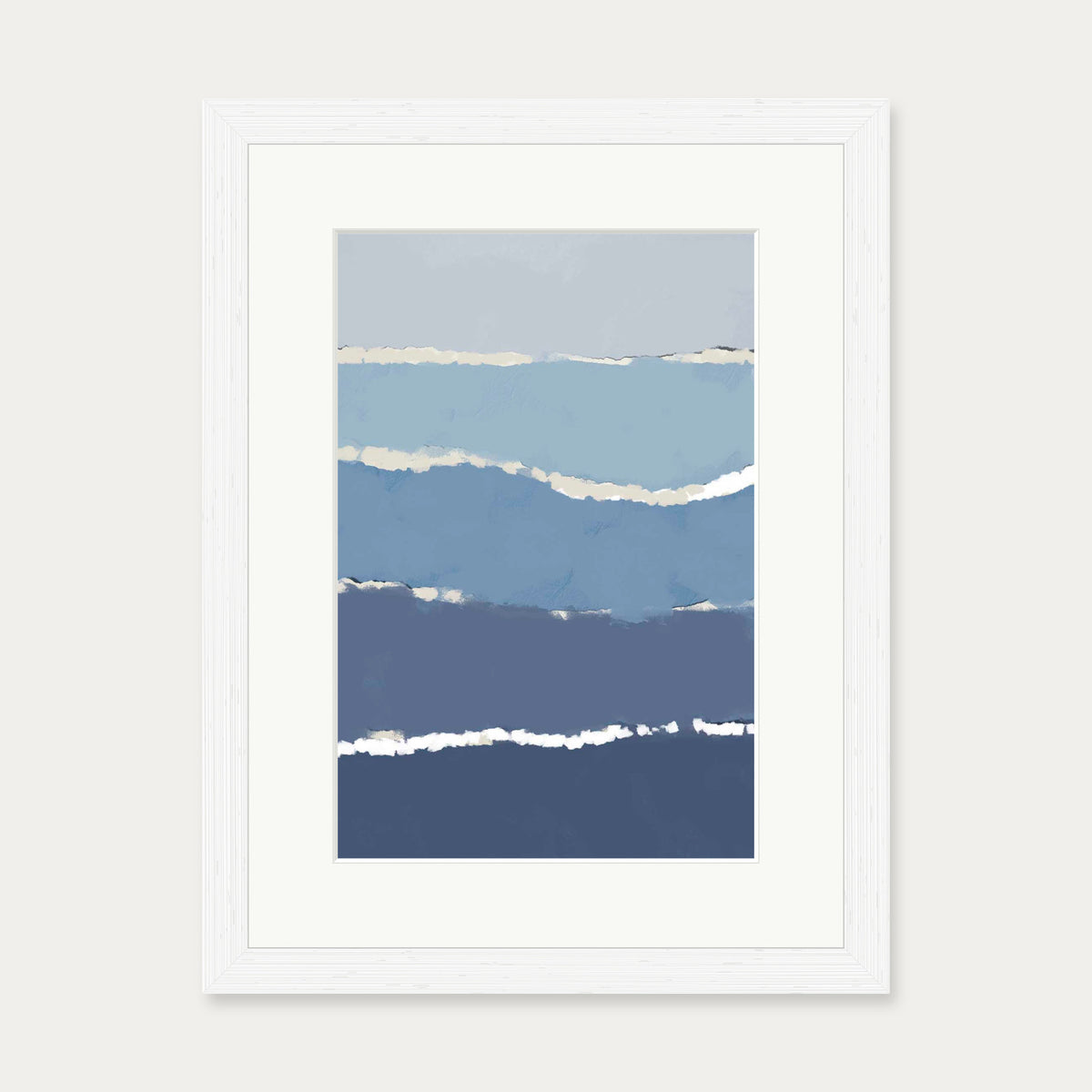 Blue Gradient Abstract Shapes Art Print — 30 x 40 cm — White Frame