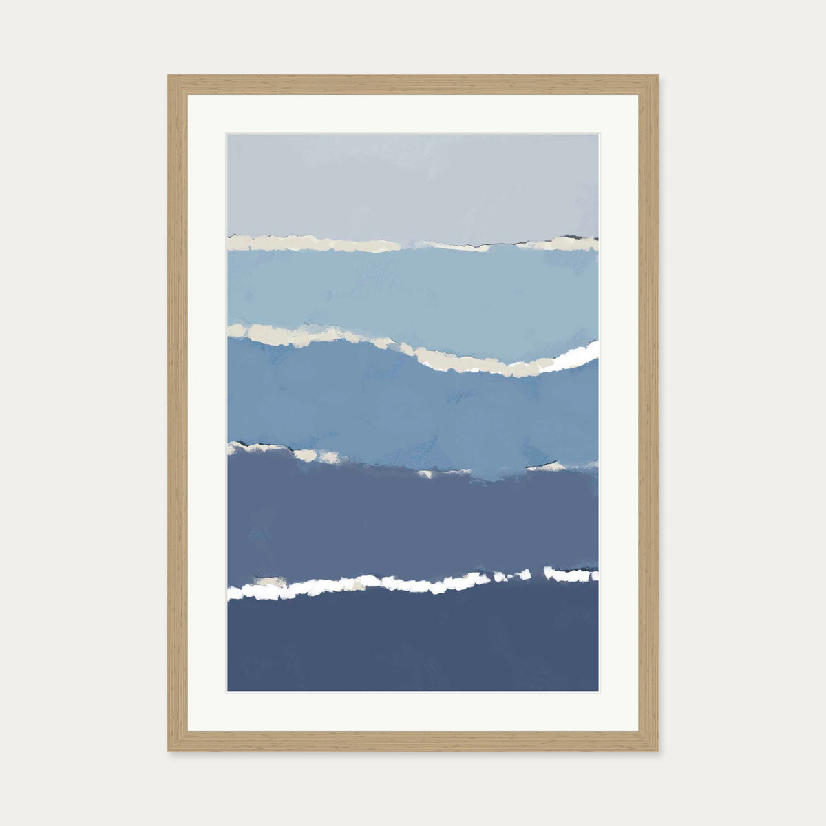 Blue Gradient Abstract Shapes Art Print — 50 x 70 cm — Oak Frame