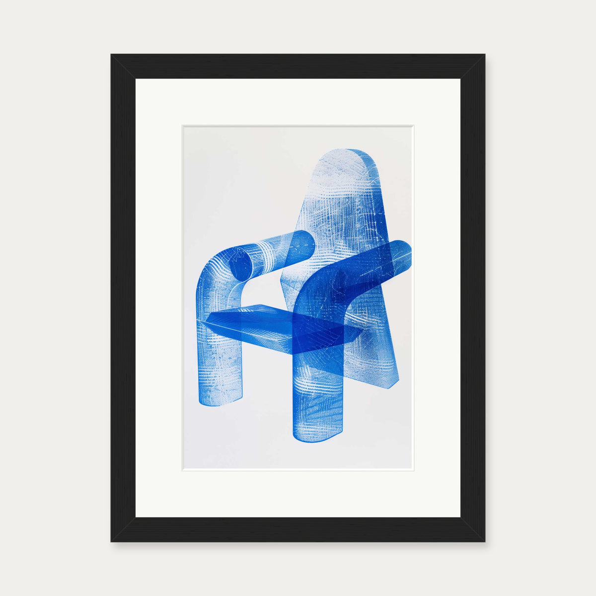 Blue Modern Chair Wall Art Print — 30 x 40 cm — Black Frame