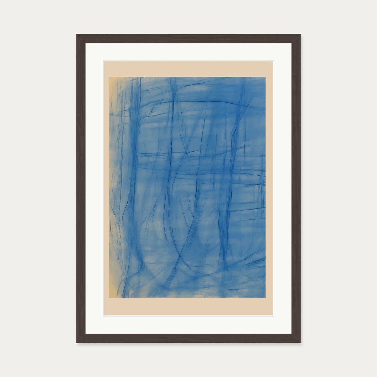 Blue Serenity Art Print — 50 x 70 cm — Brown Frame