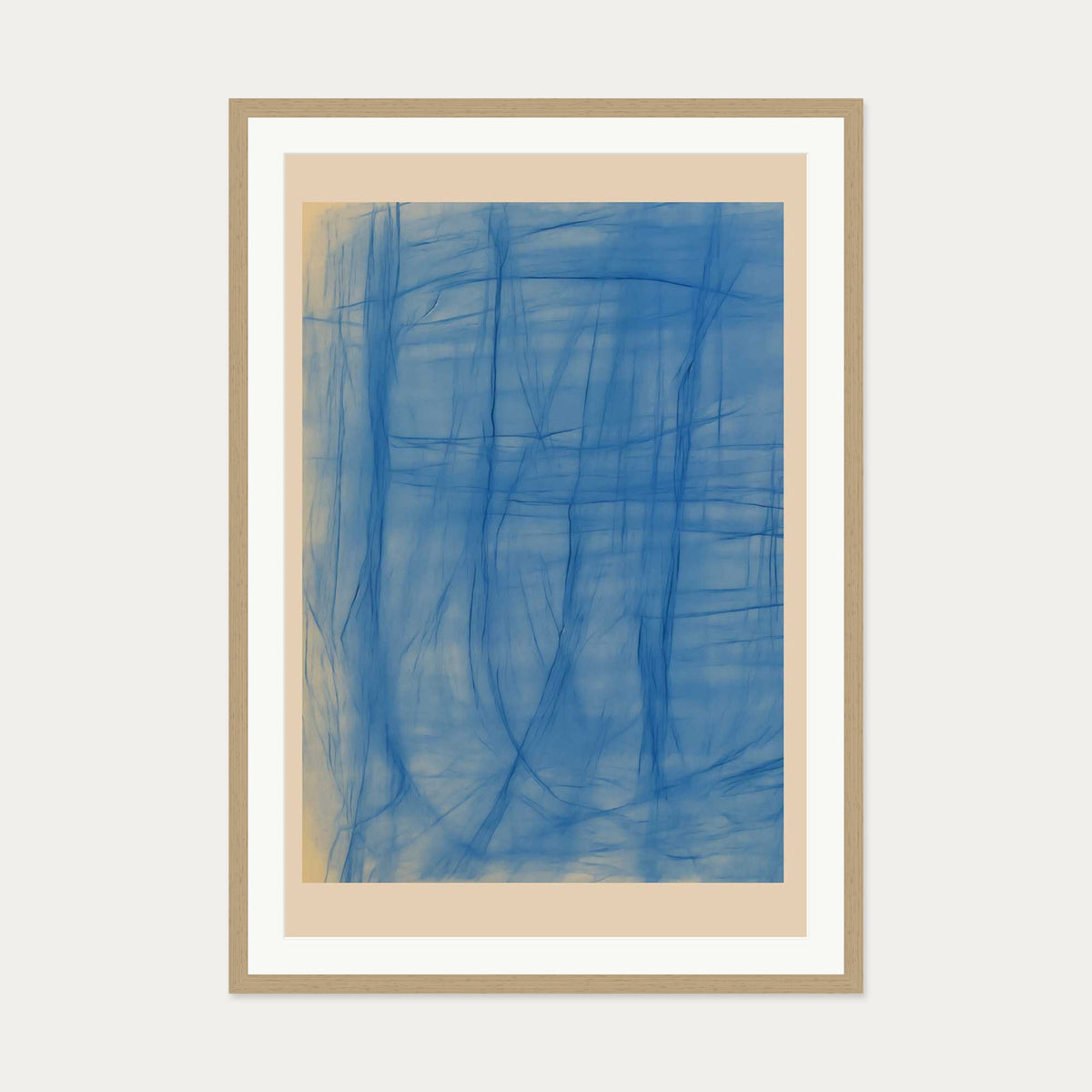 Blue Serenity Art Print — 70 x 100 cm — Oak Frame