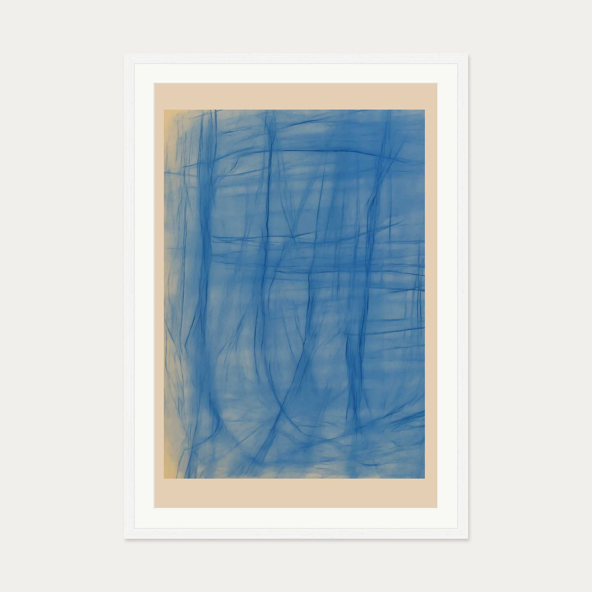 Blue Serenity Art Print — 70 x 100 cm — White Frame