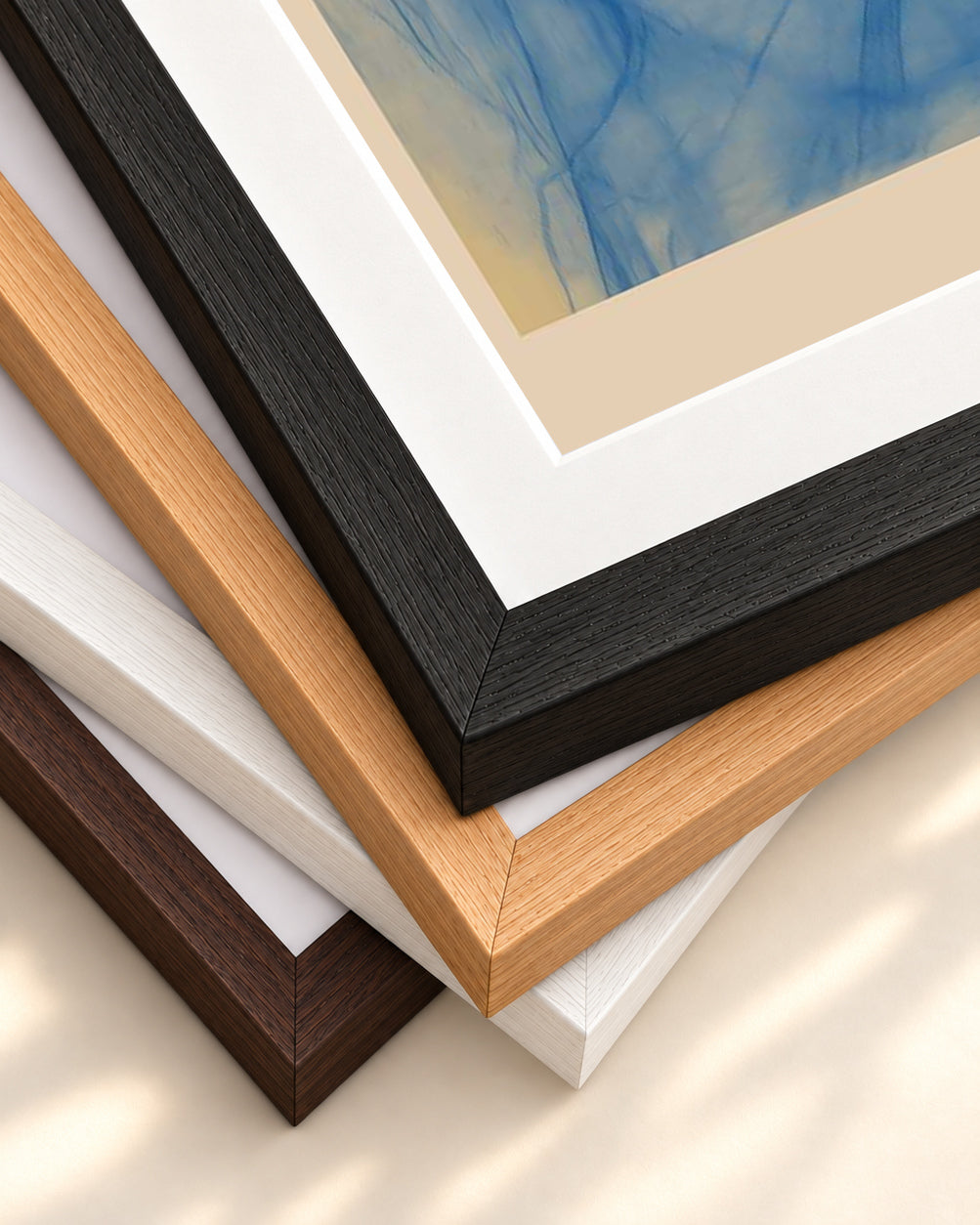 Blue Serenity Art Print — framed print corner with 5 cm mount and bevel