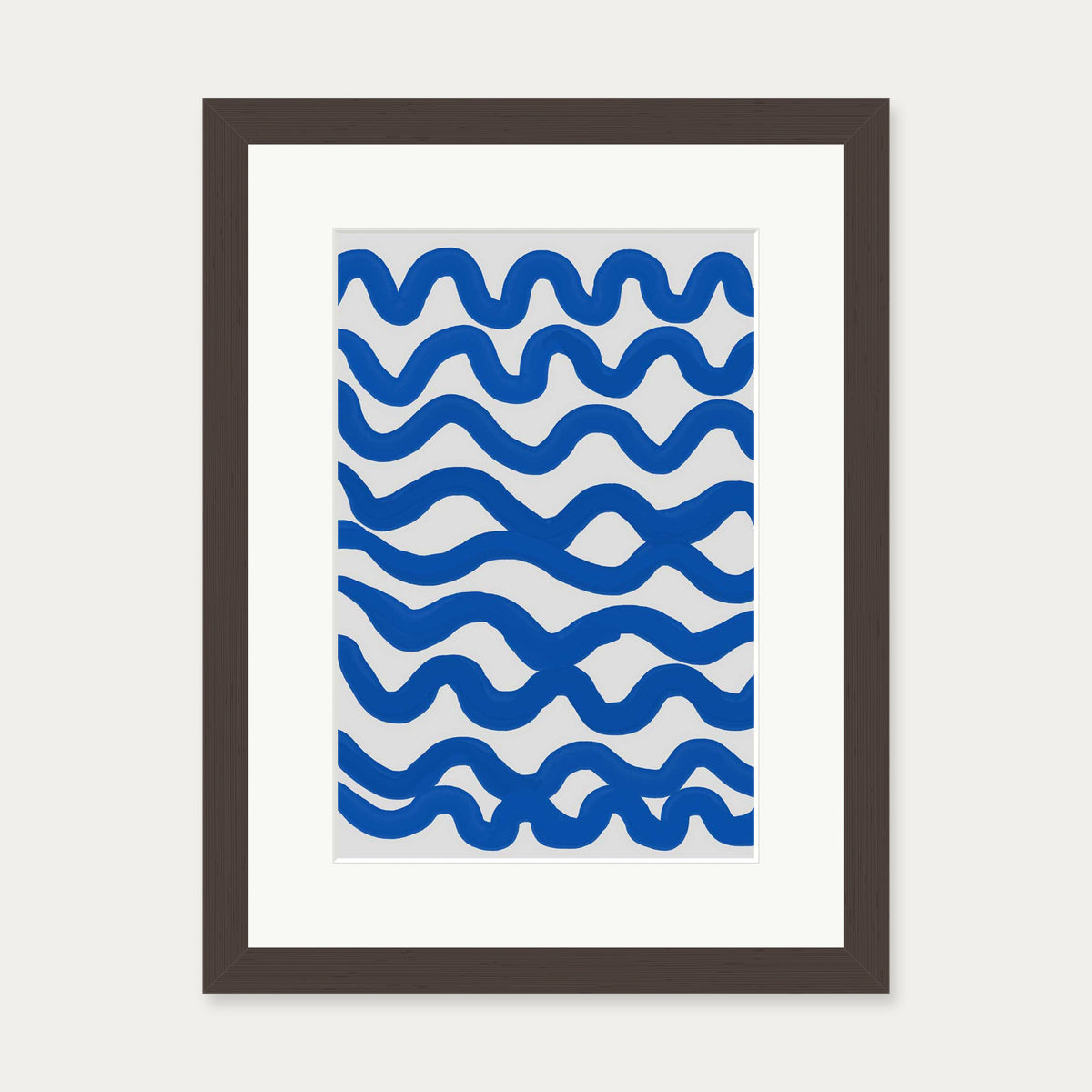 Blue Waves Art Print — 30 x 40 cm — Brown Frame