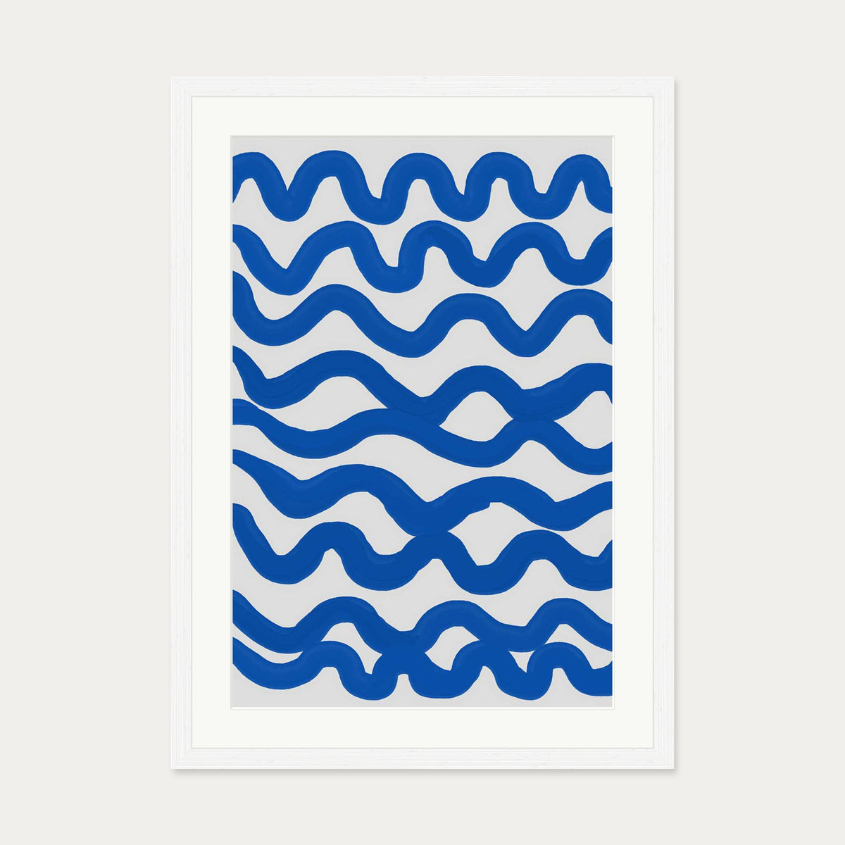 Blue Waves Art Print — 50 x 70 cm — White Frame