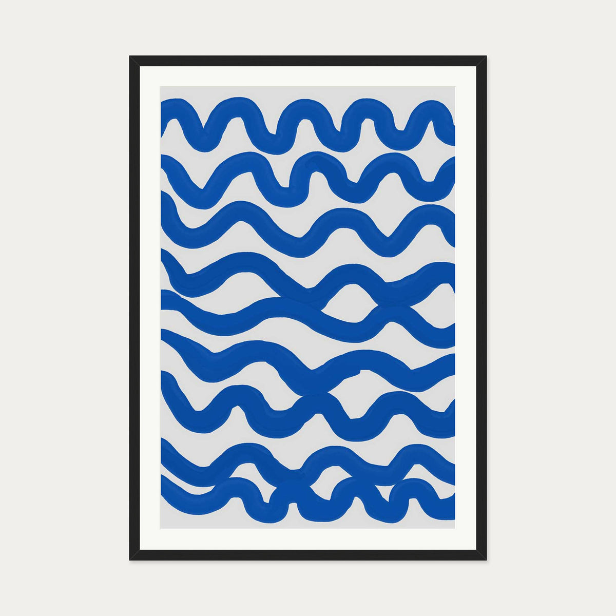 Blue Waves Art Print — 70 x 100 cm — Black Frame