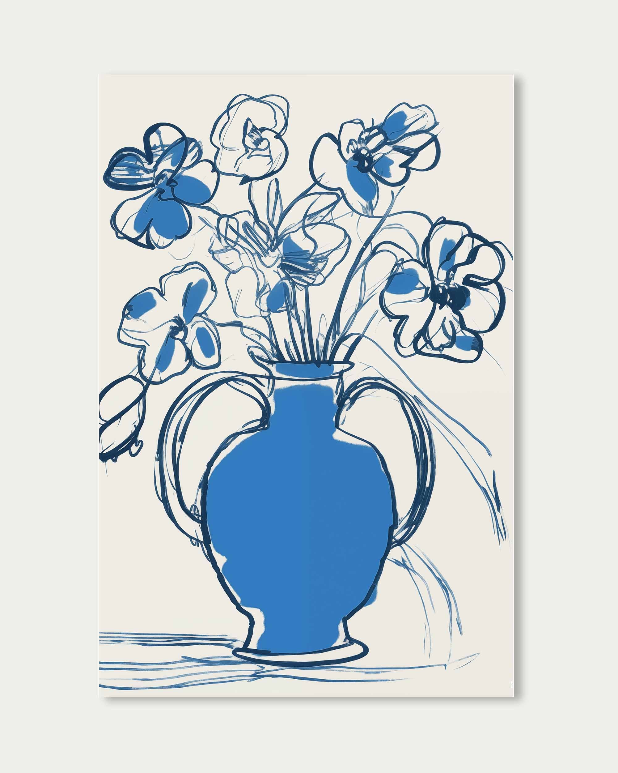 Blue Pot Sketch Art Print