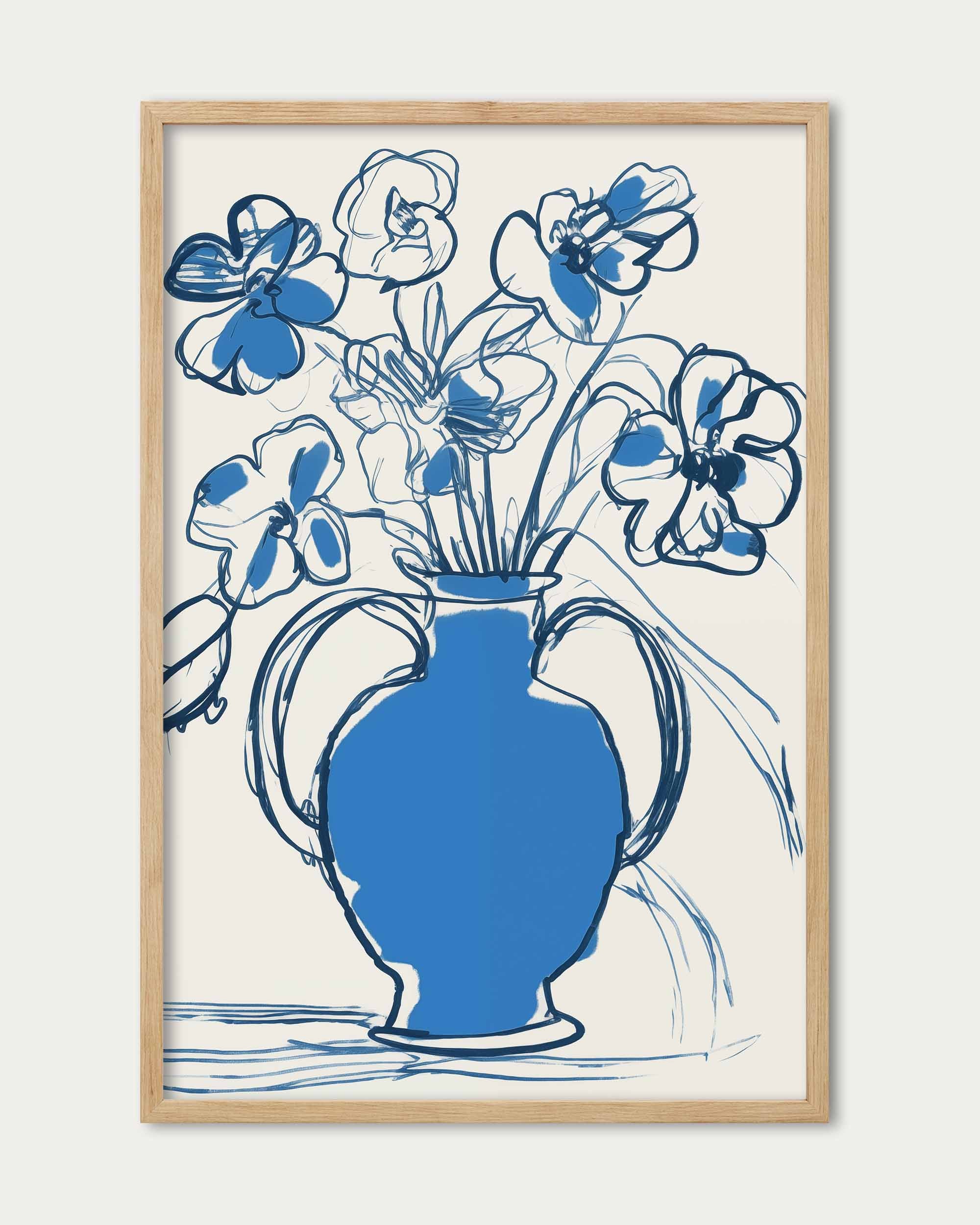 Blue Pot Sketch Art Print