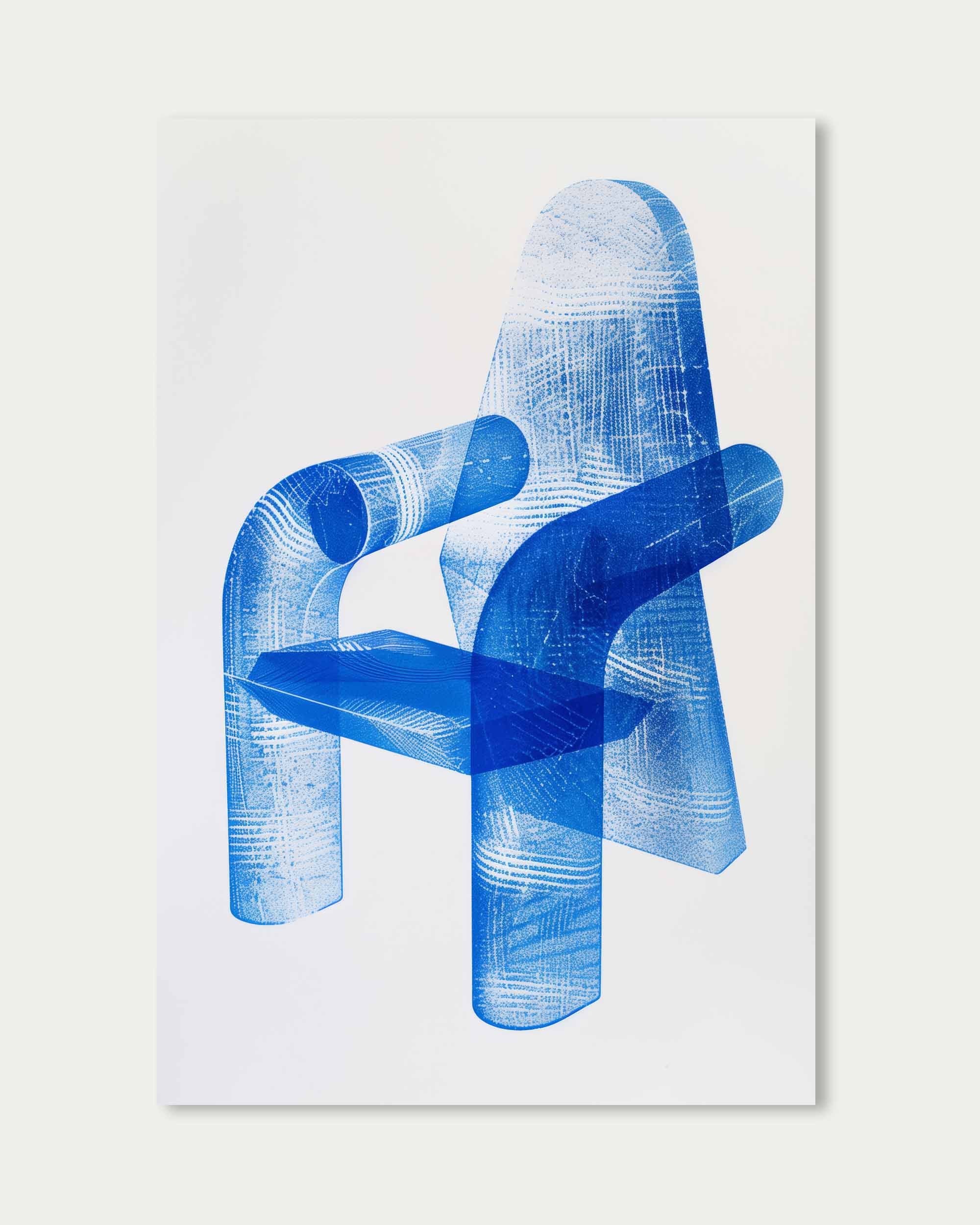 Blue Modern Chair Wall Art Print