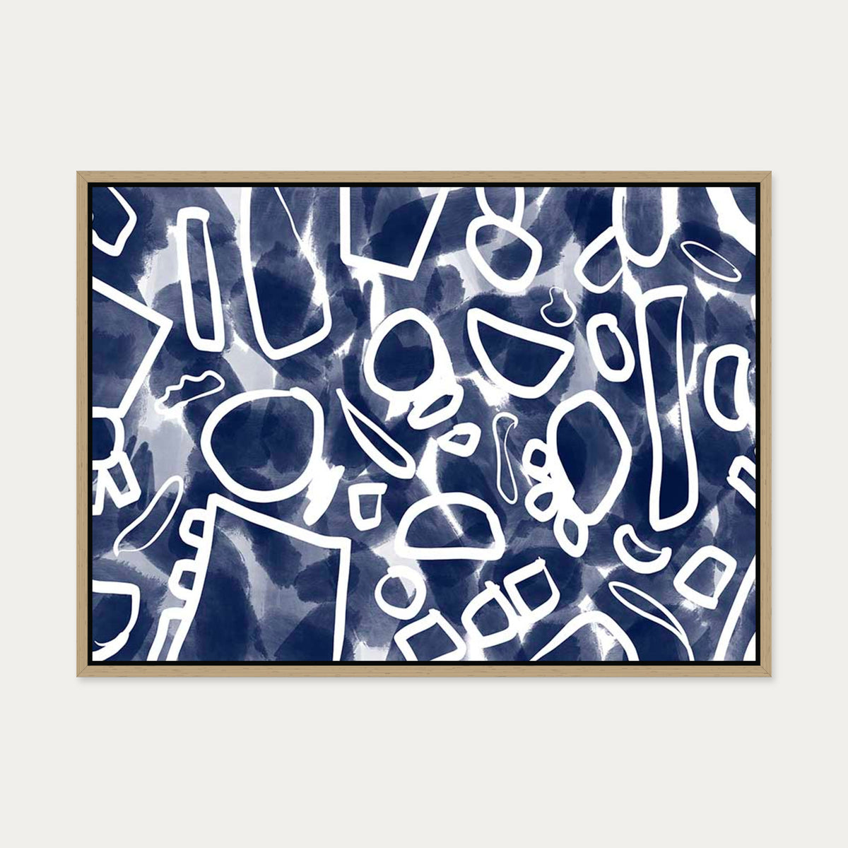 Blueprint II Canvas Art — 50 x 70 cm — Oak Frame