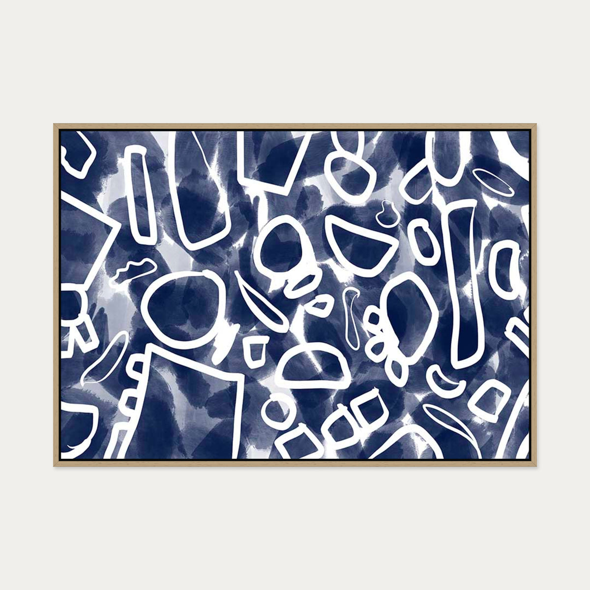 Blueprint II Canvas Art — 70 x 100 cm — Oak Frame