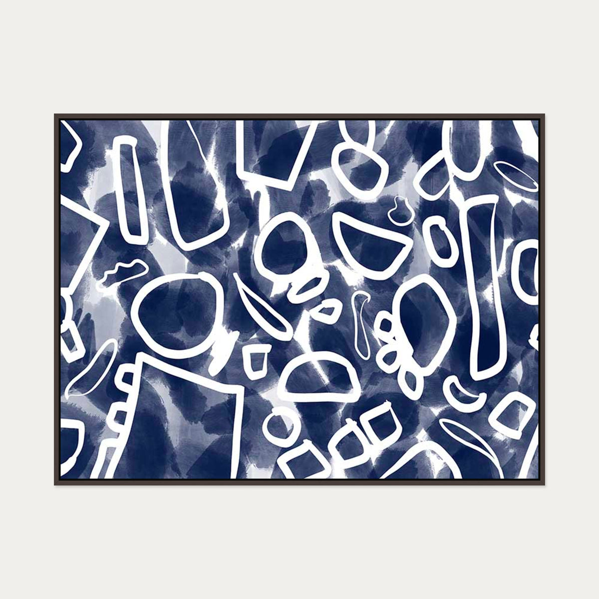 Blueprint II Canvas Art — 90 x 120 cm — Brown Frame