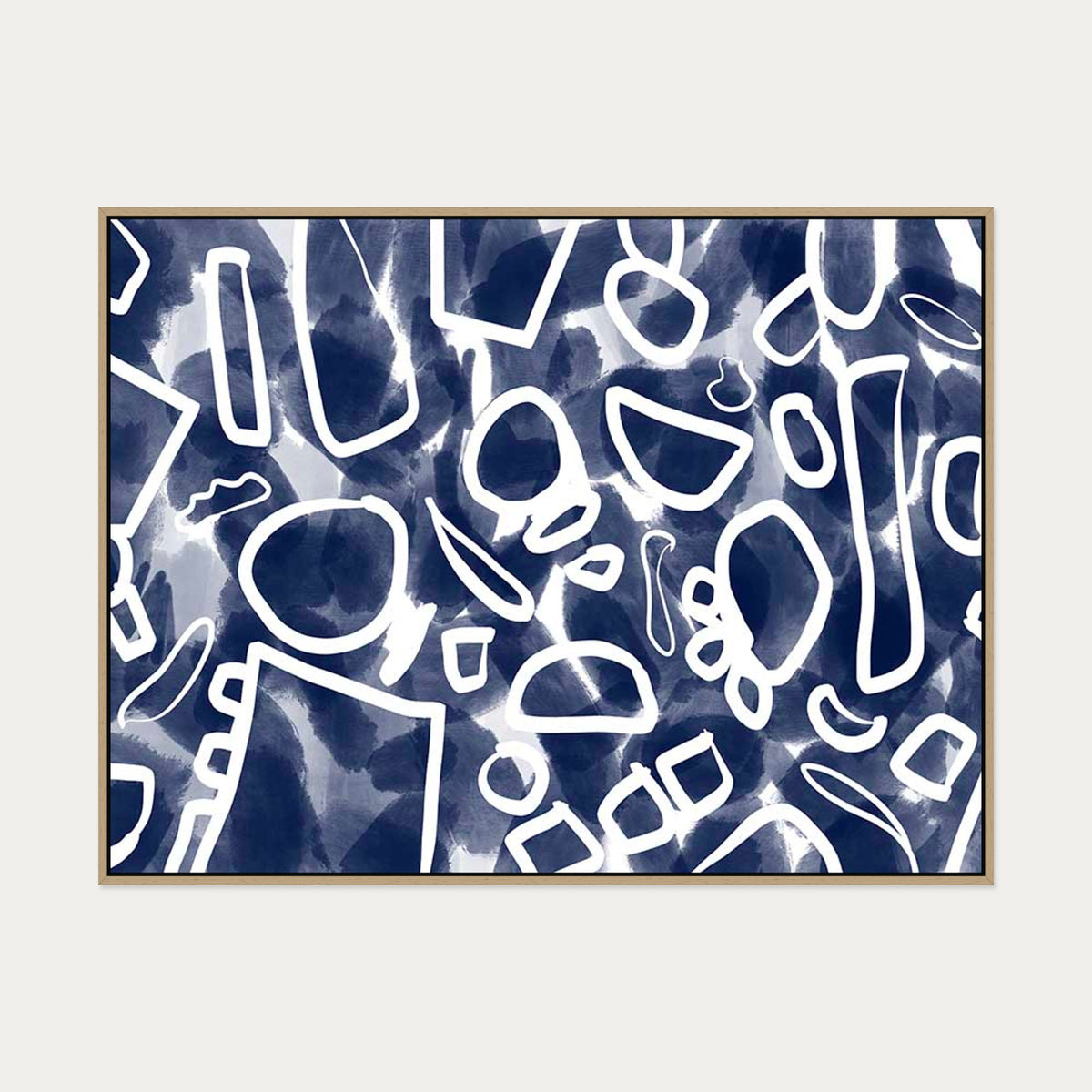 Blueprint II Canvas Art — 90 x 120 cm — Oak Frame