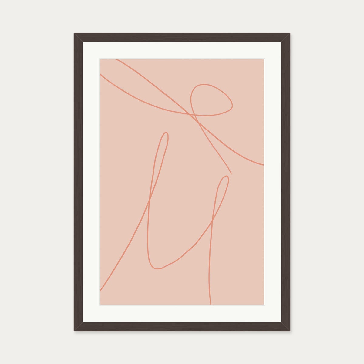 Blush Line Art Print — 50 x 70 cm — Brown Frame