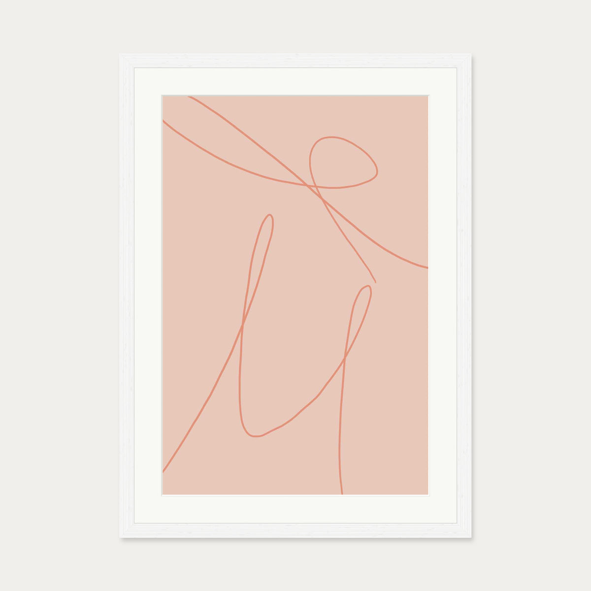 Blush Line Art Print — 50 x 70 cm — White Frame