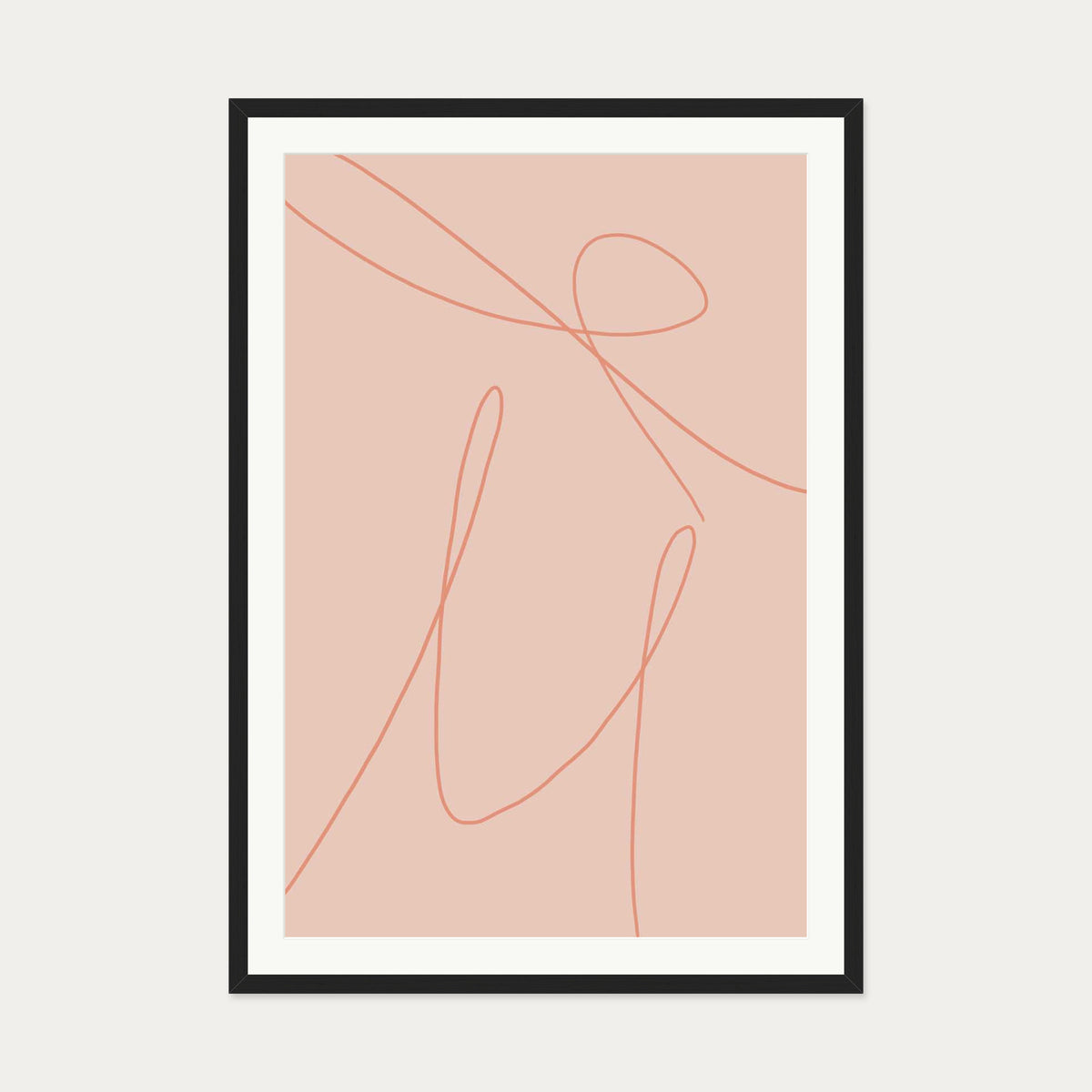 Blush Line Art Print — 70 x 100 cm — Black Frame