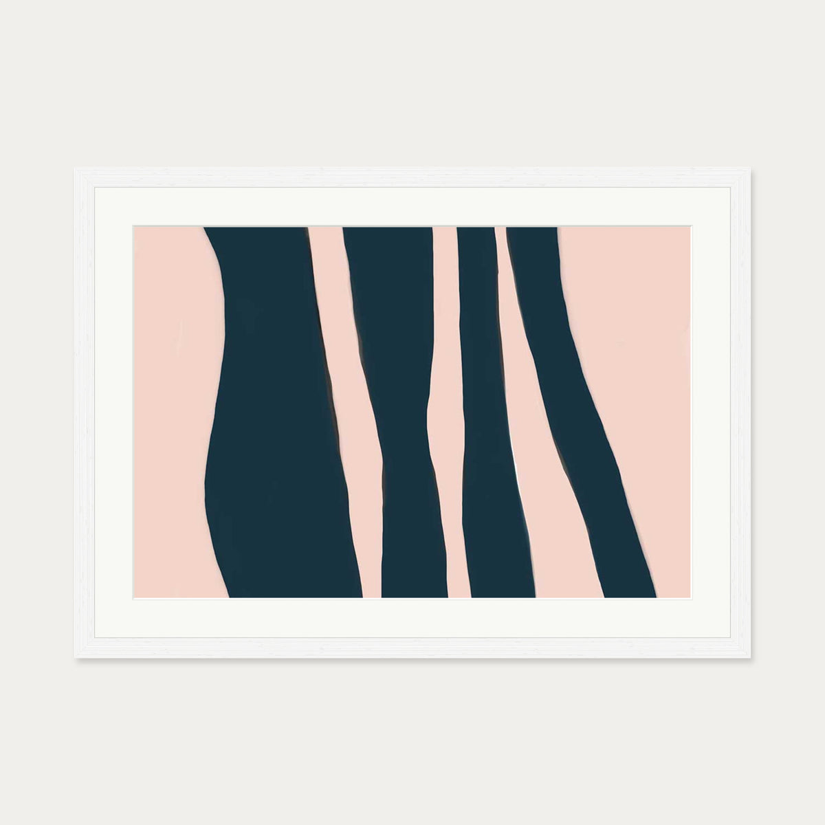 Blush On Navy Stripes Art Print — 50 x 70 cm — White Frame