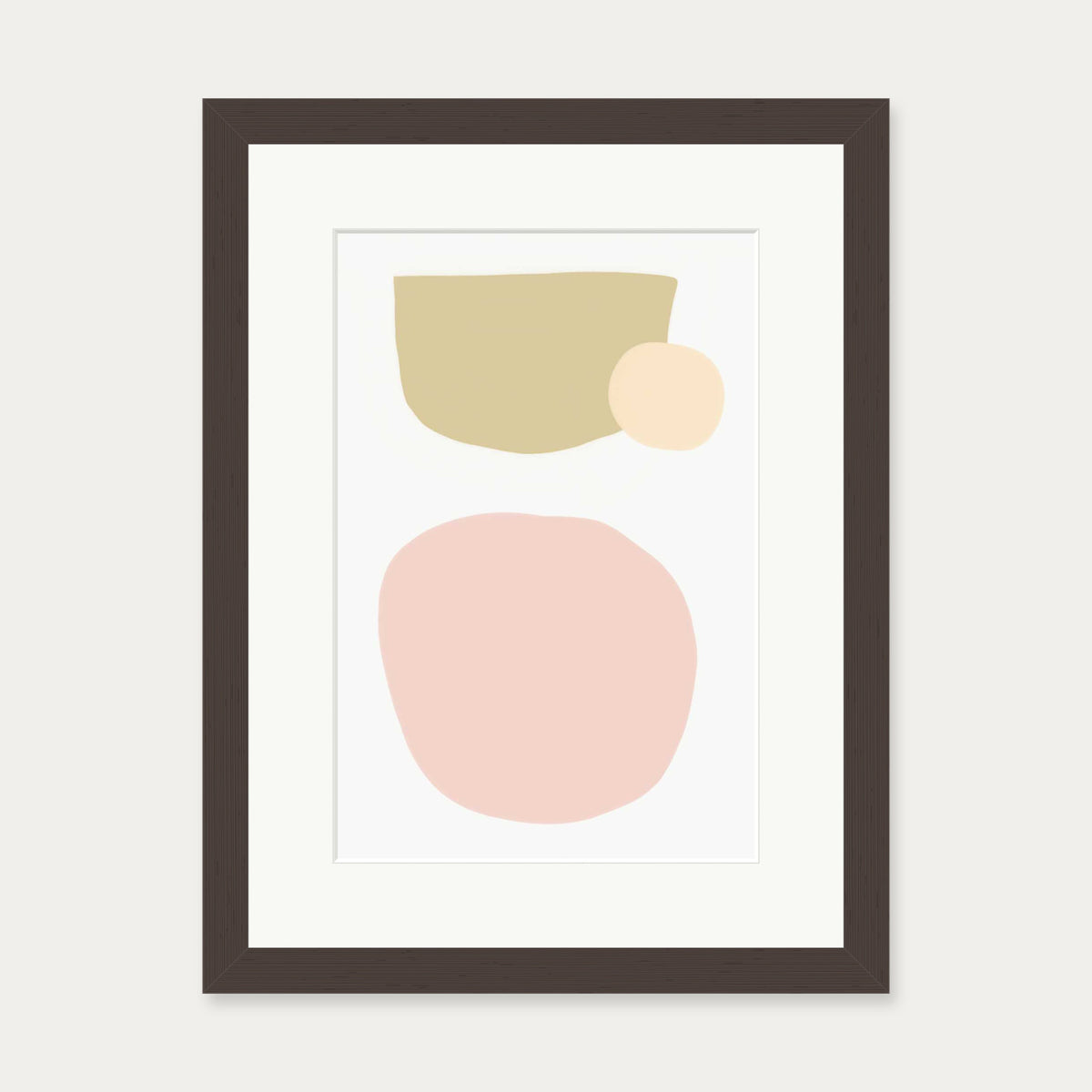 Blush Pastel Shapes Art Print — 30 x 40 cm — Brown Frame