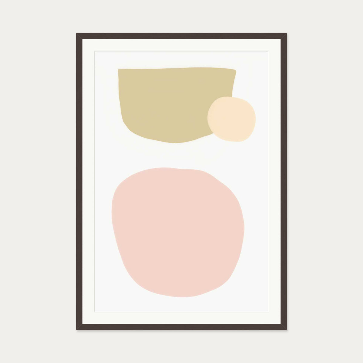 Blush Pastel Shapes Art Print — 70 x 100 cm — Brown Frame