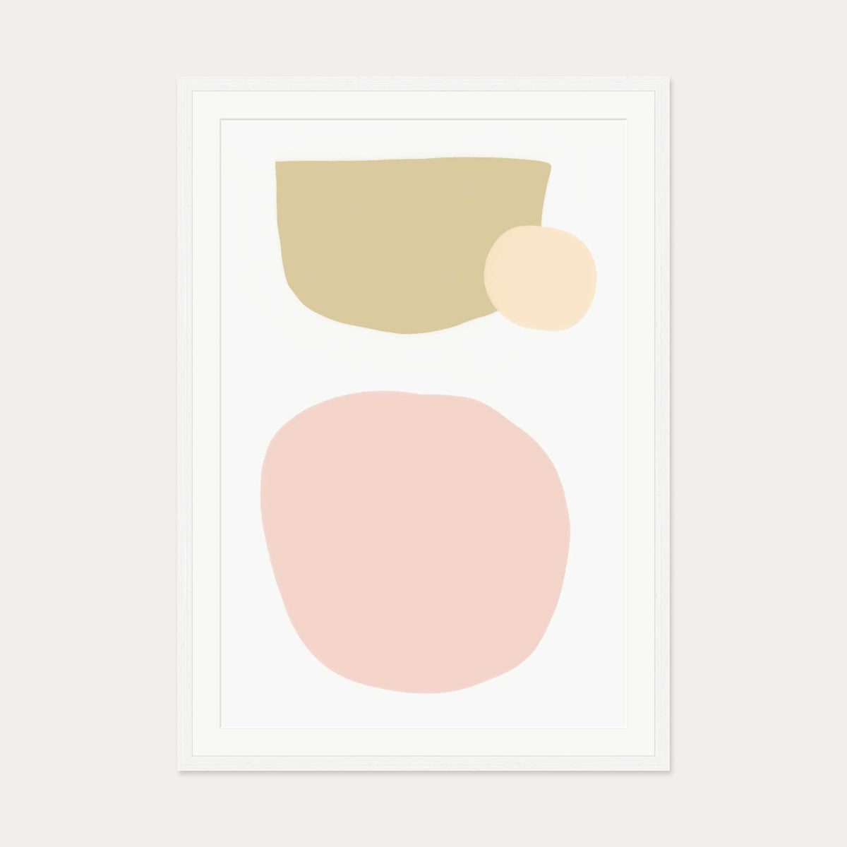 Blush Pastel Shapes Art Print — 70 x 100 cm — White Frame
