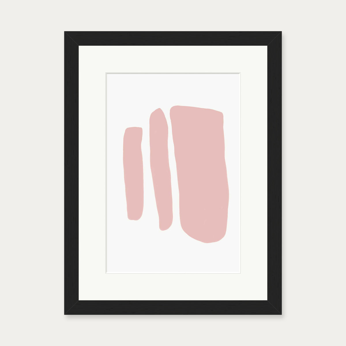 Blush Three Lines Art Print — 30 x 40 cm — Black Frame