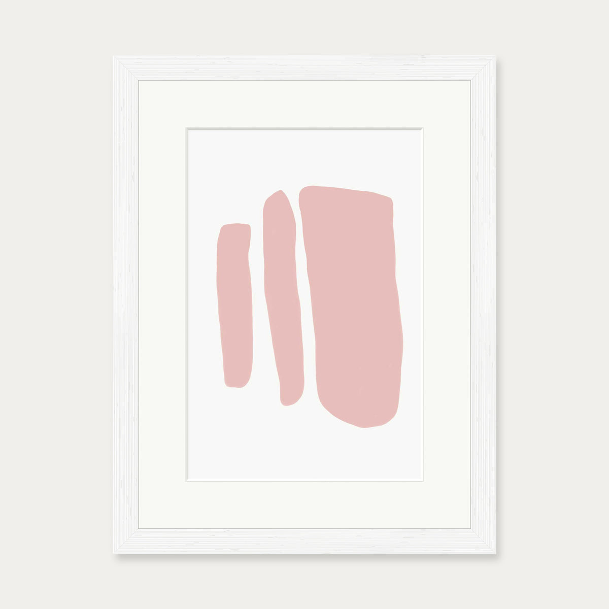 Blush Three Lines Art Print — 30 x 40 cm — White Frame