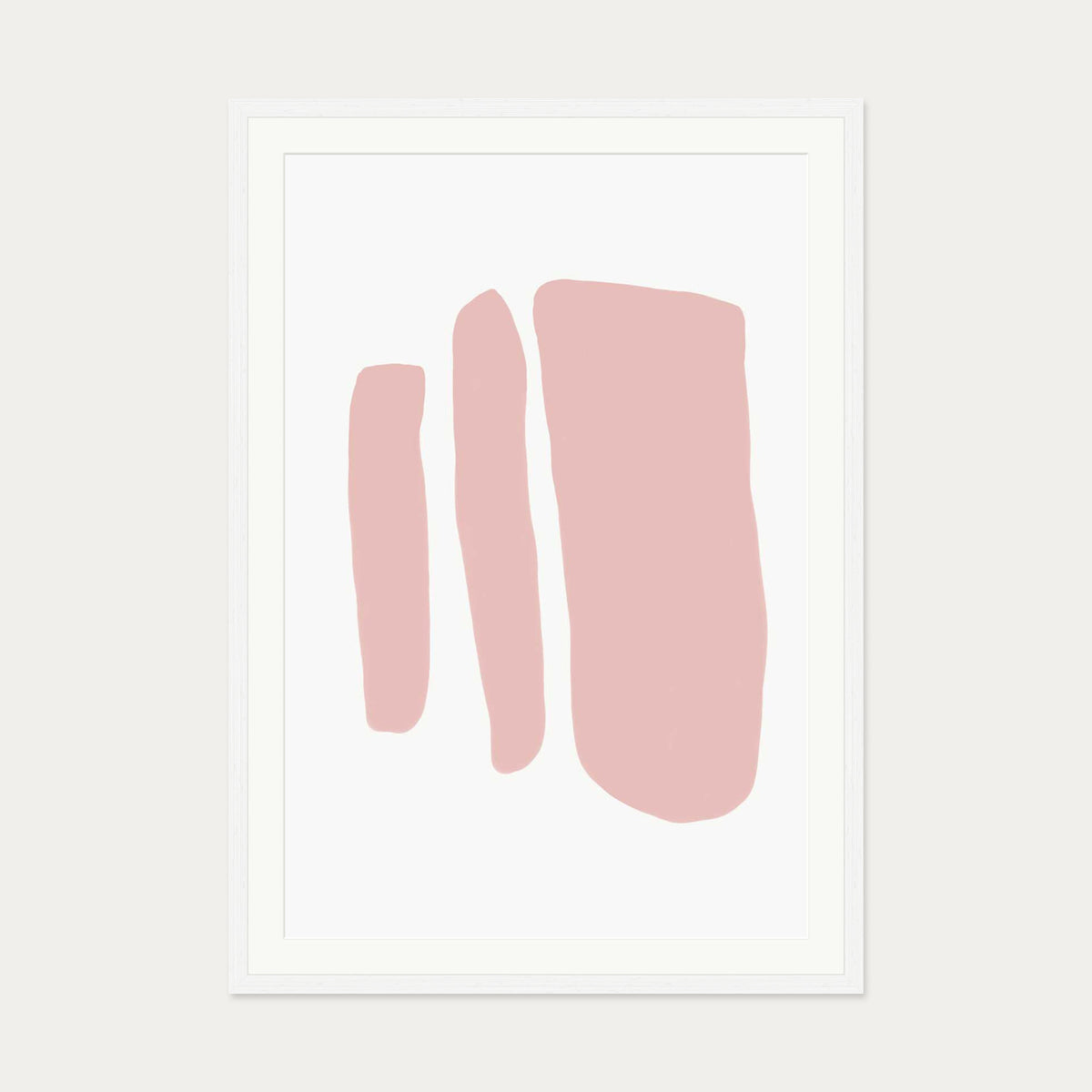 Blush Three Lines Art Print — 70 x 100 cm — White Frame