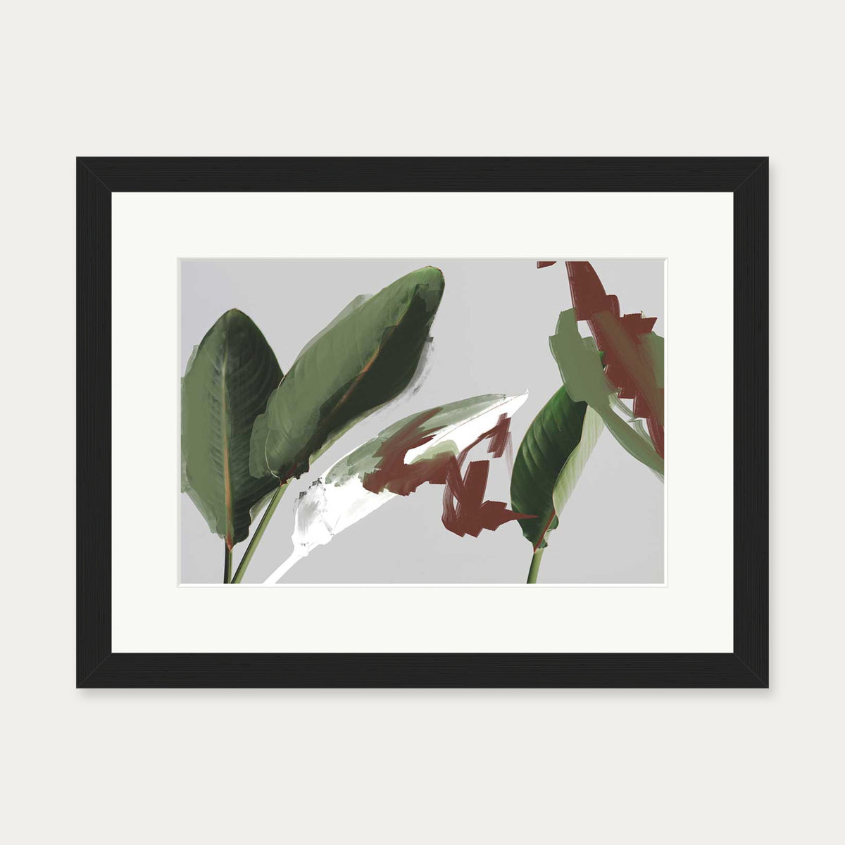 Botanical Abstract Art Print — 30 x 40 cm — Black Frame