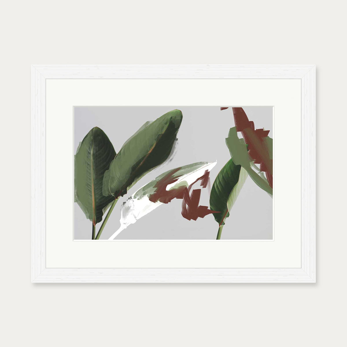 Botanical Abstract Art Print — 30 x 40 cm — White Frame