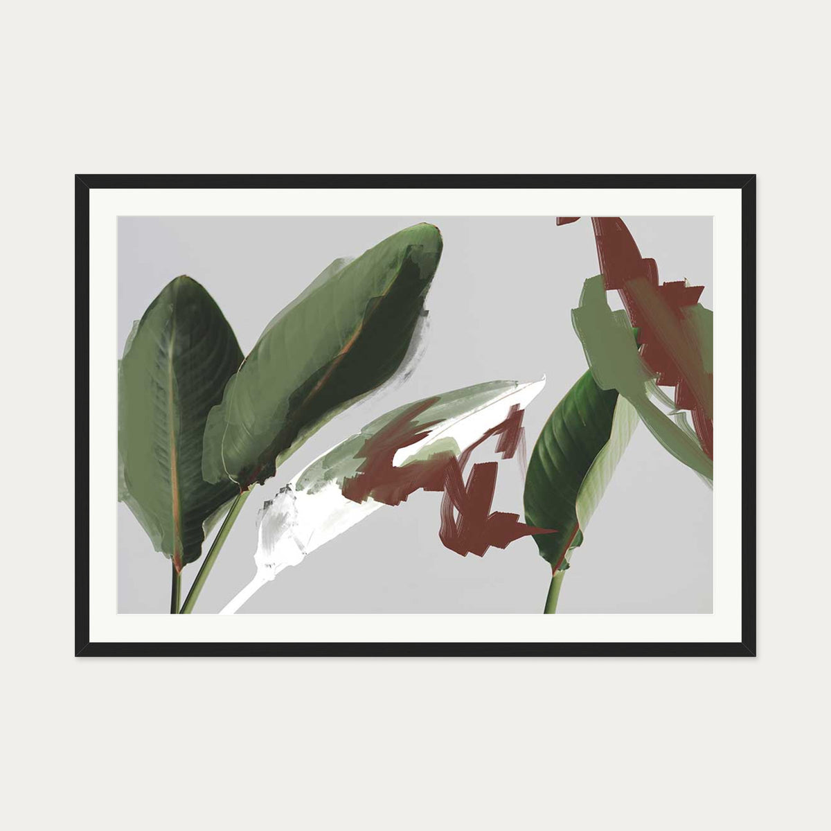 Botanical Abstract Art Print — 70 x 100 cm — Black Frame