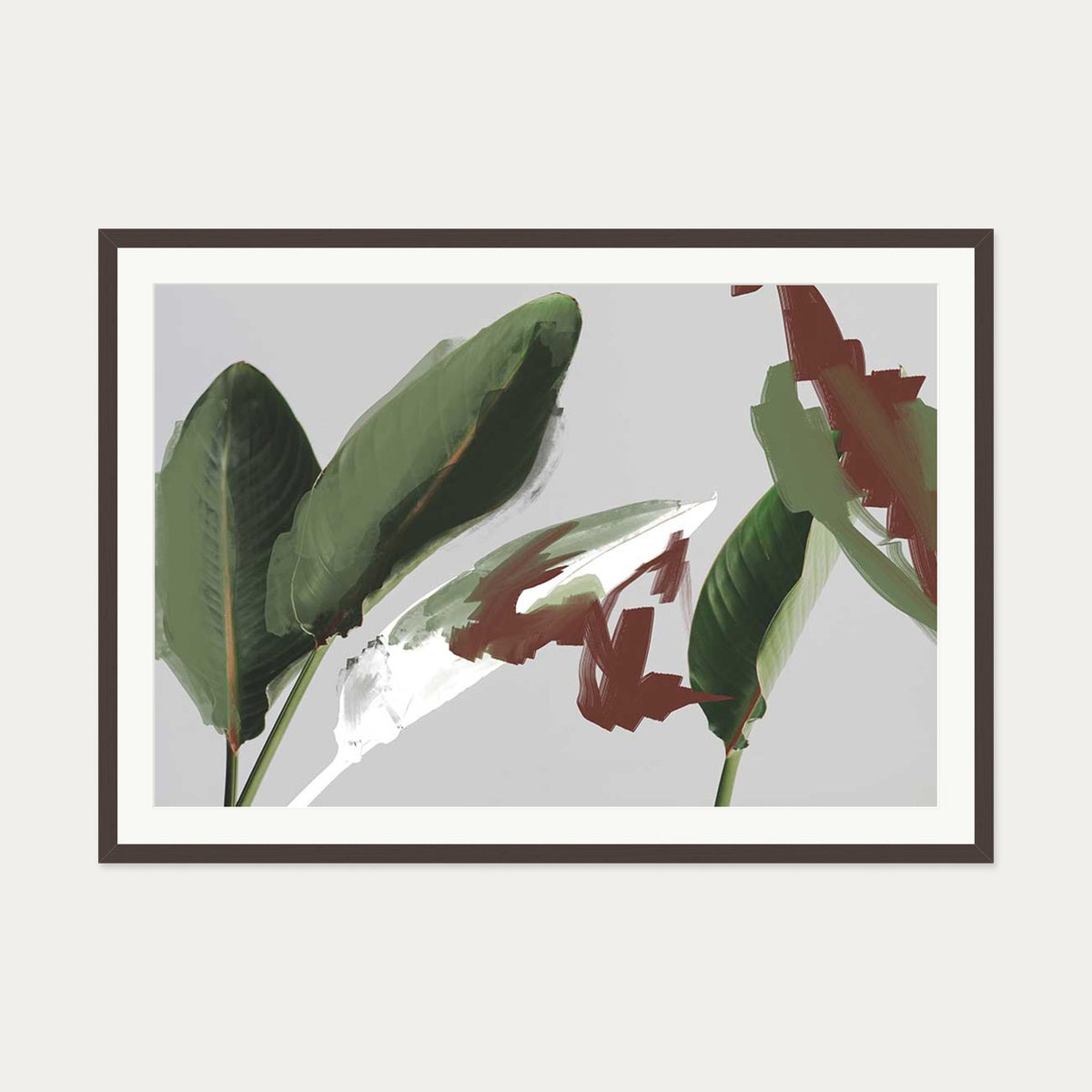 Botanical Abstract Art Print — 70 x 100 cm — Brown Frame