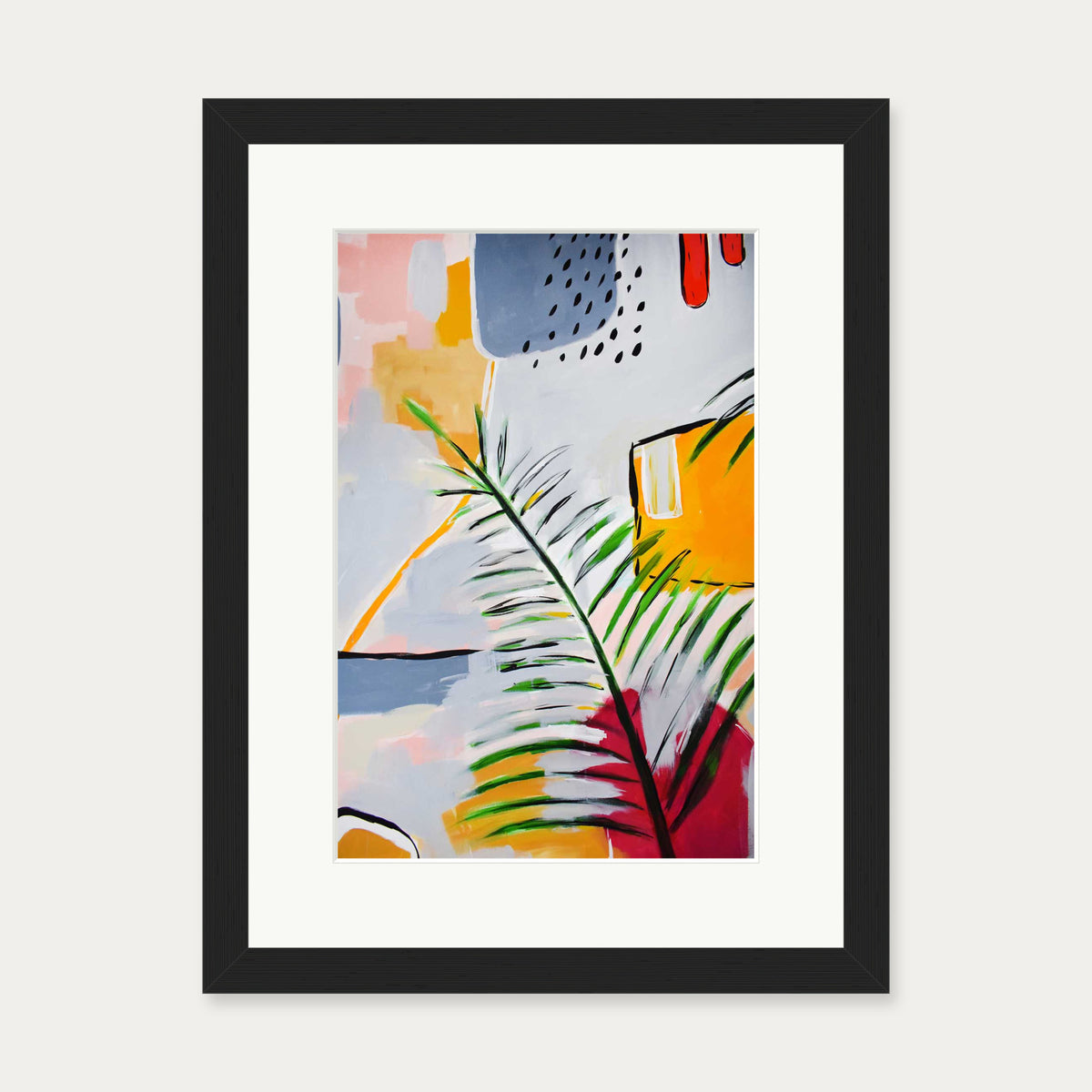 Botanical Abstract Leaf Art Print — 30 x 40 cm — Black Frame