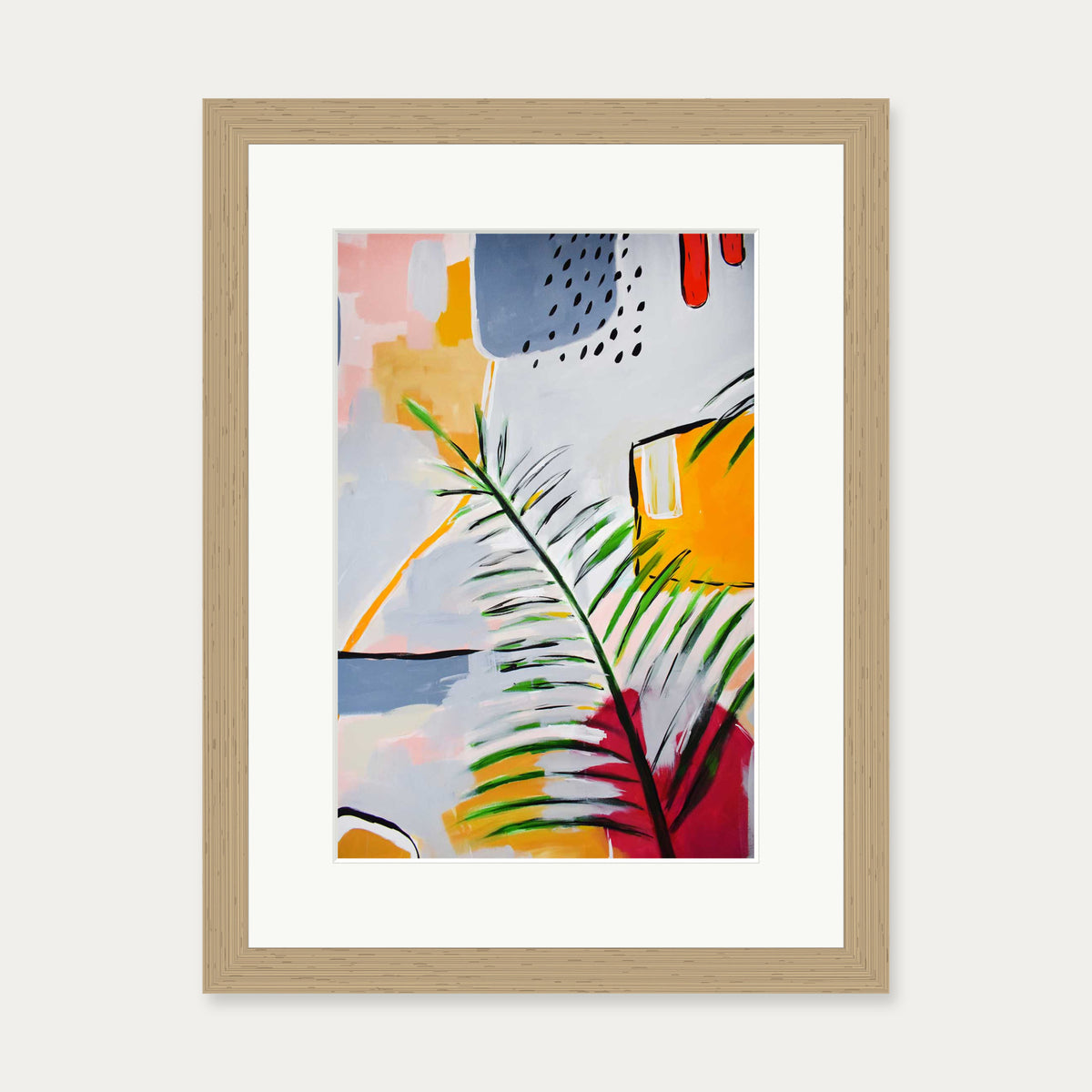 Botanical Abstract Leaf Art Print — 30 x 40 cm — Oak Frame