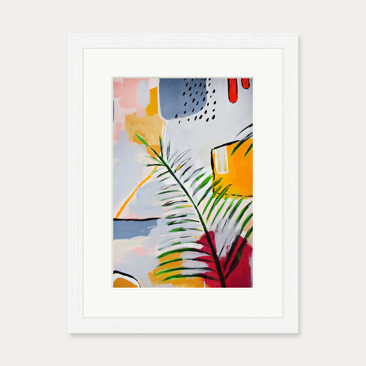 Botanical Abstract Leaf Art Print — 30 x 40 cm — White Frame