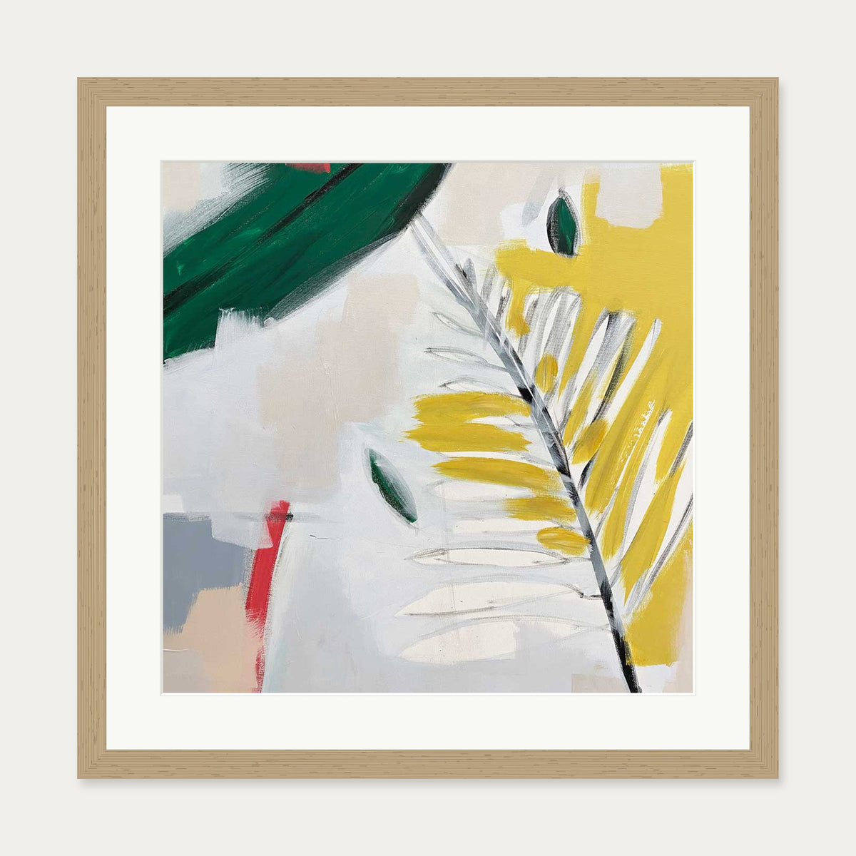 Botanical Jardin Square Art Print — 50 x 50 cm — Oak Frame
