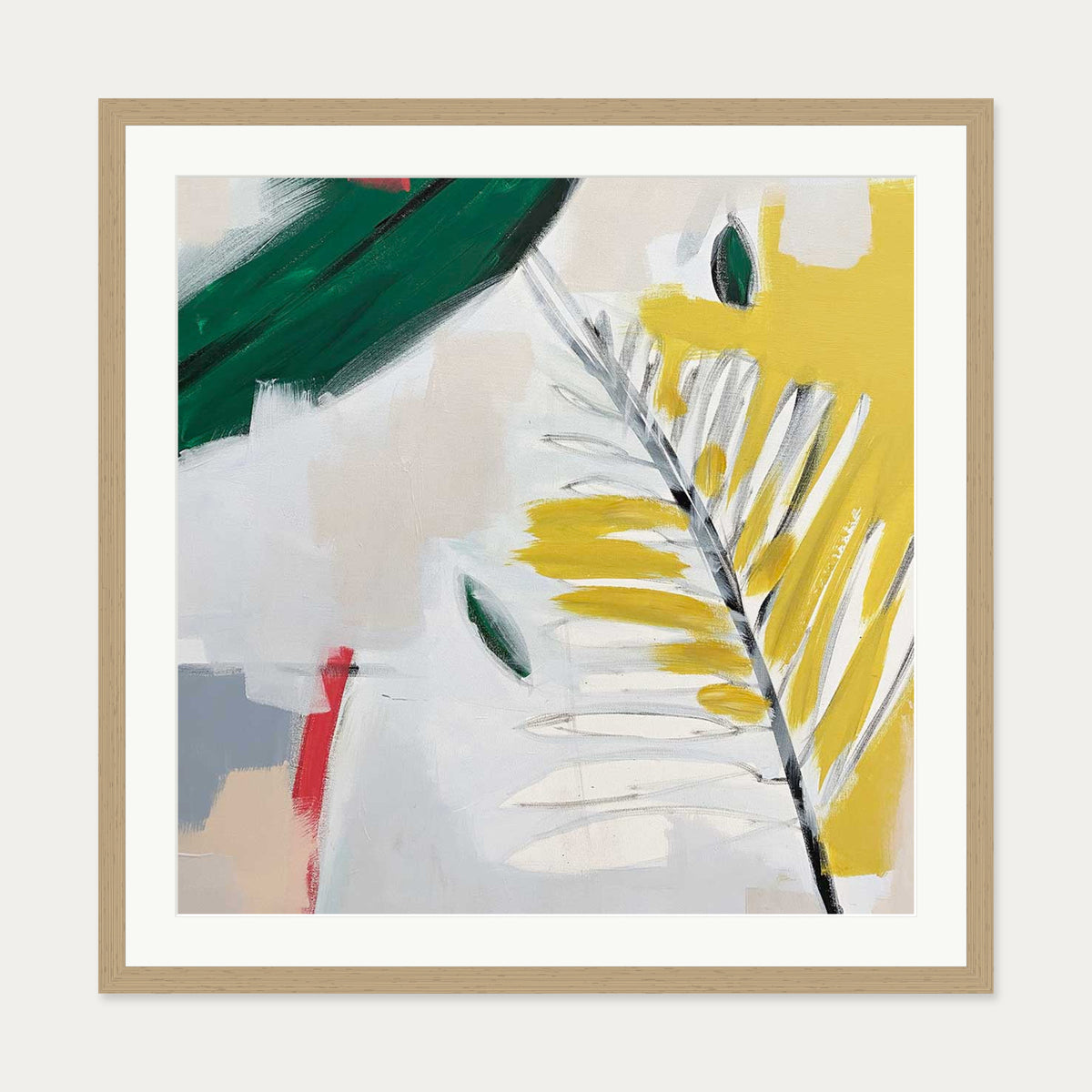 Botanical Jardin Square Art Print — 70 x 70 cm — Oak Frame