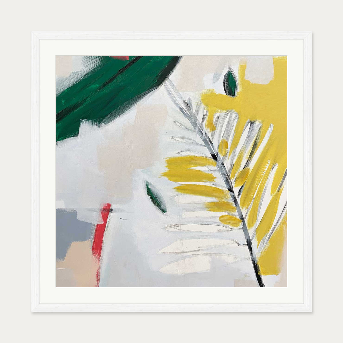 Botanical Jardin Square Art Print — 70 x 70 cm — White Frame