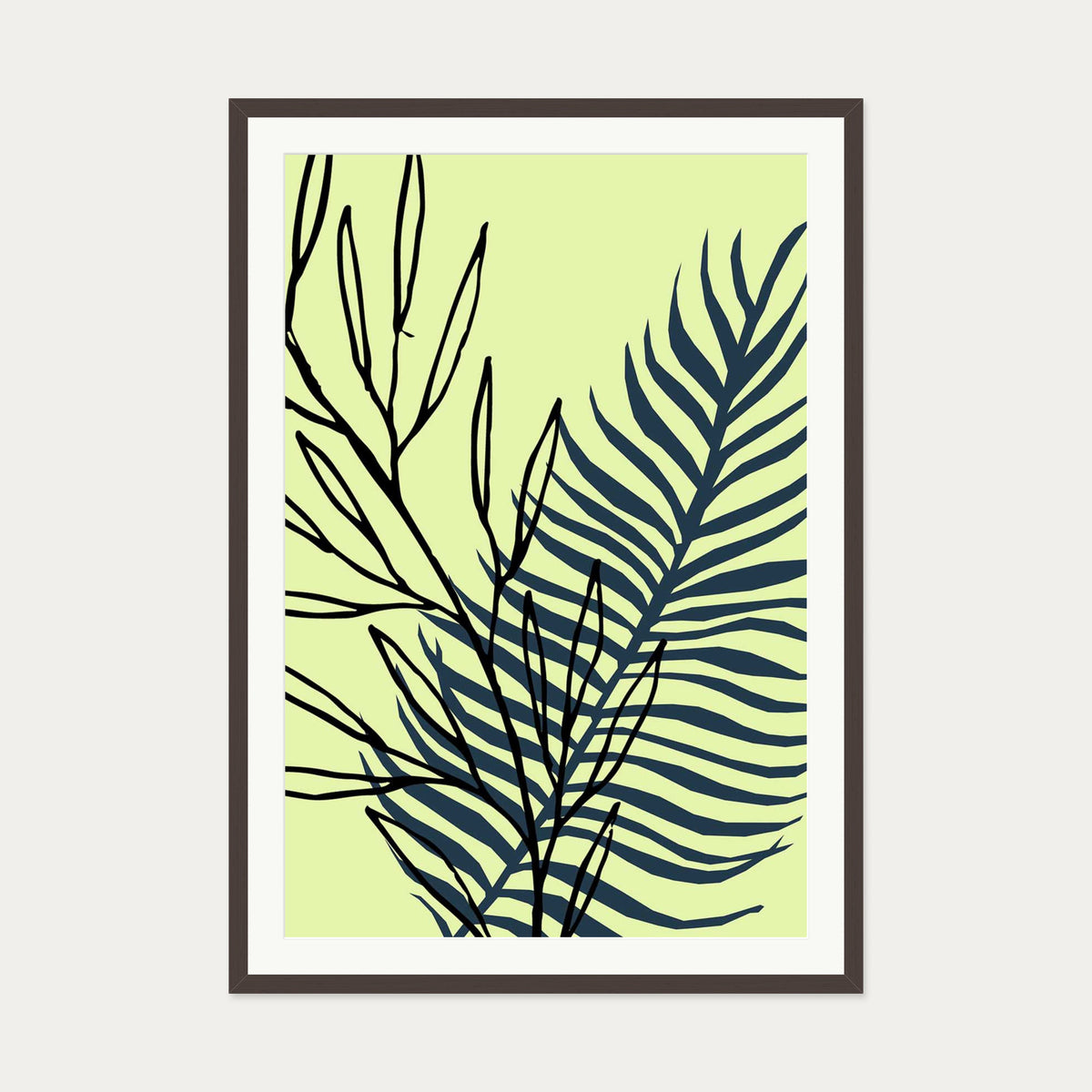 Botanical Pop 3 Art Print — 70 x 100 cm — Brown Frame