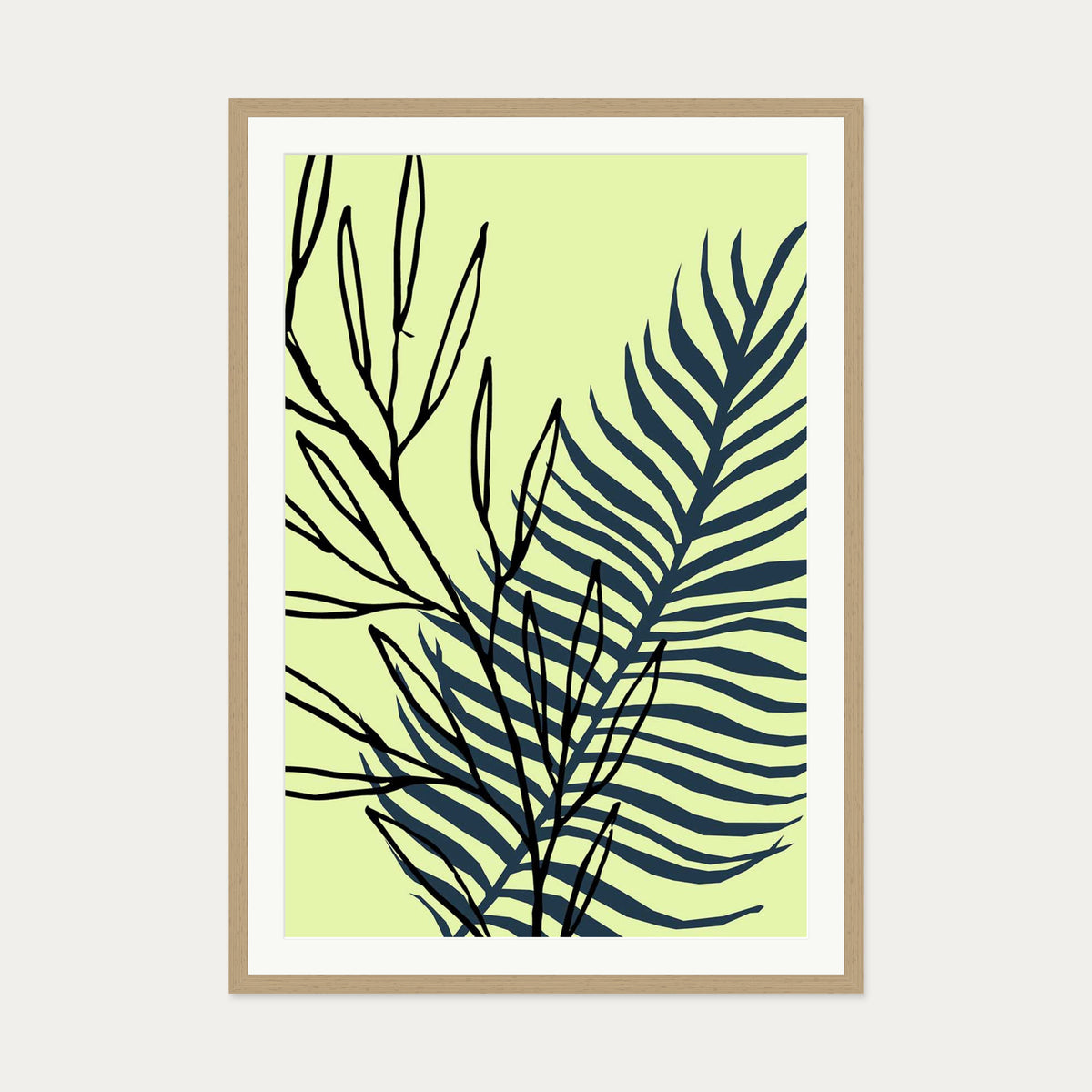 Botanical Pop 3 Art Print — 70 x 100 cm — Oak Frame
