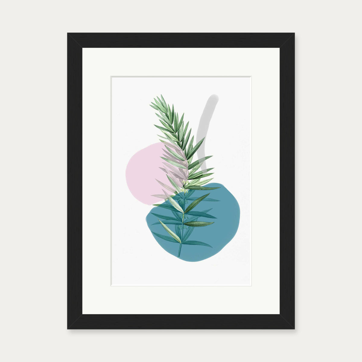Botanical Vintage Leaves Art Print — 30 x 40 cm — Black Frame