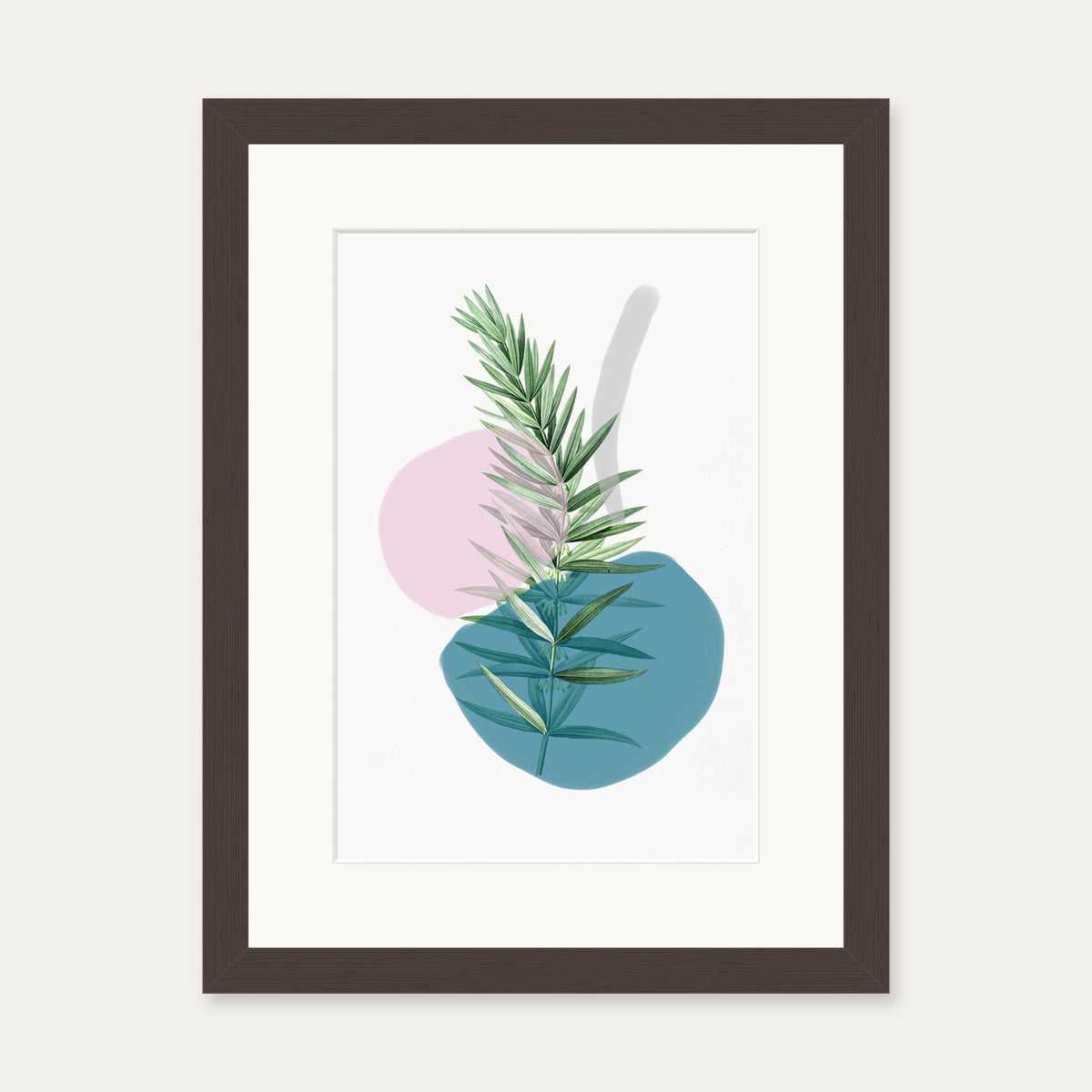 Botanical Vintage Leaves Art Print — 30 x 40 cm — Brown Frame