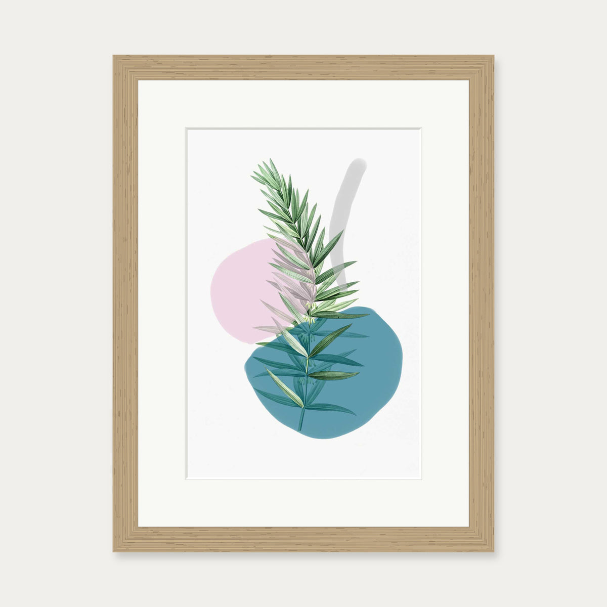 Botanical Vintage Leaves Art Print — 30 x 40 cm — Oak Frame