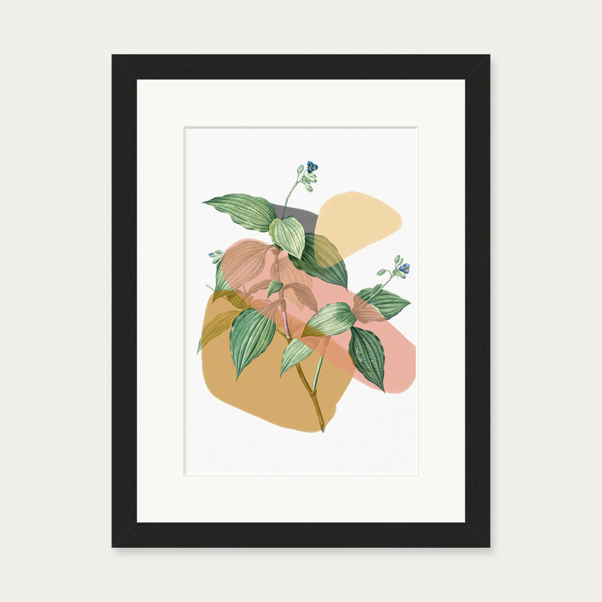 Botanical Vintage Terracotta Art Print — 30 x 40 cm — Black Frame