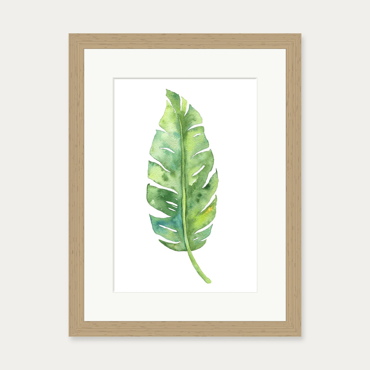Botanical Watercolour Leaf Art Print — 30 x 40 cm — Oak Frame