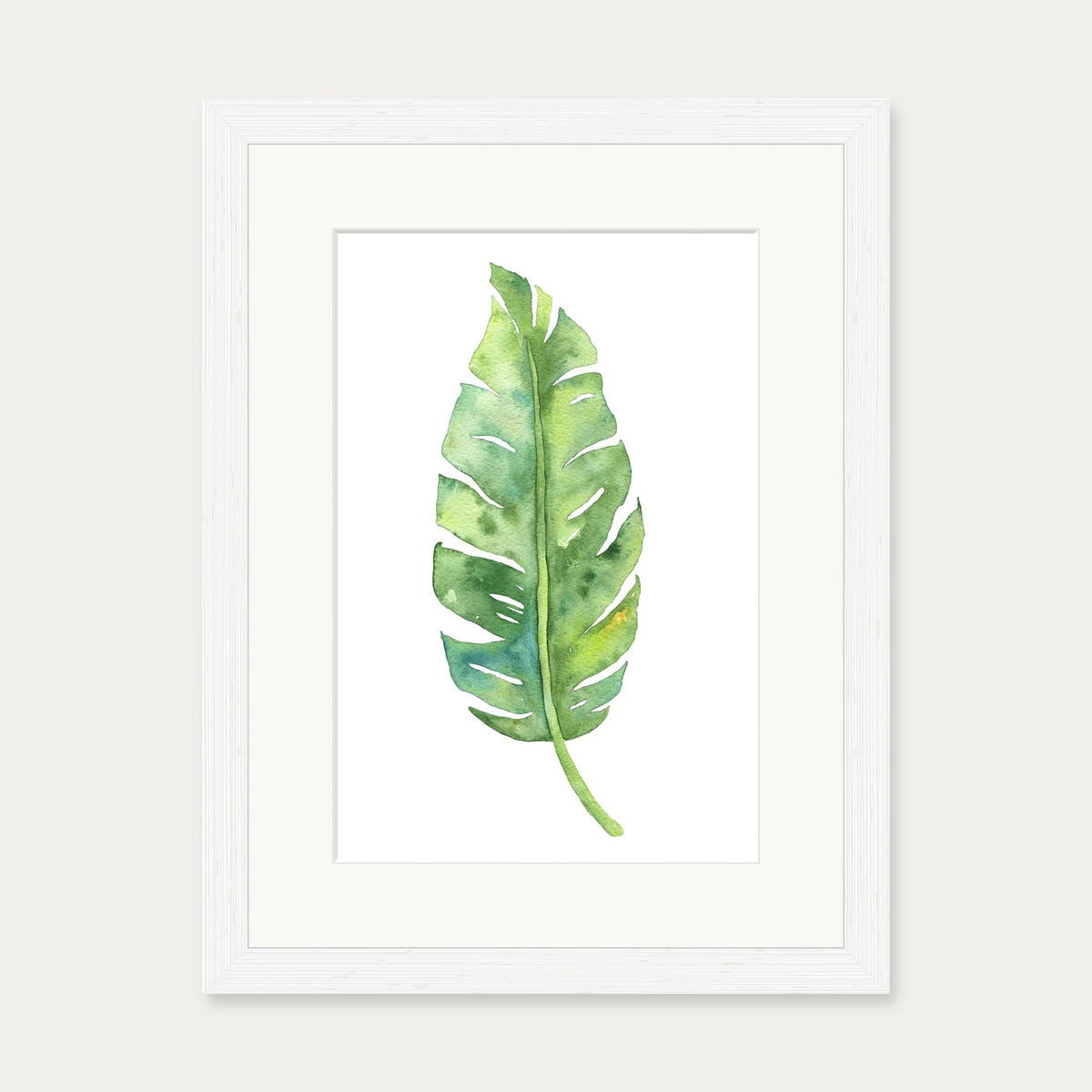 Botanical Watercolour Leaf Art Print — 30 x 40 cm — White Frame