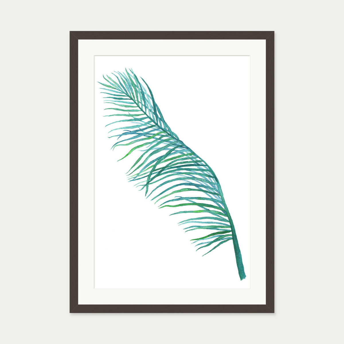 Botanics Watercolour Leaf Art Print — 50 x 70 cm — Brown Frame